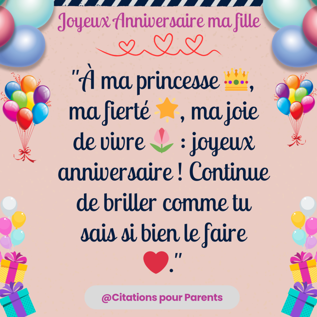 Citations pour l'anniversaire de ma fille en 2025