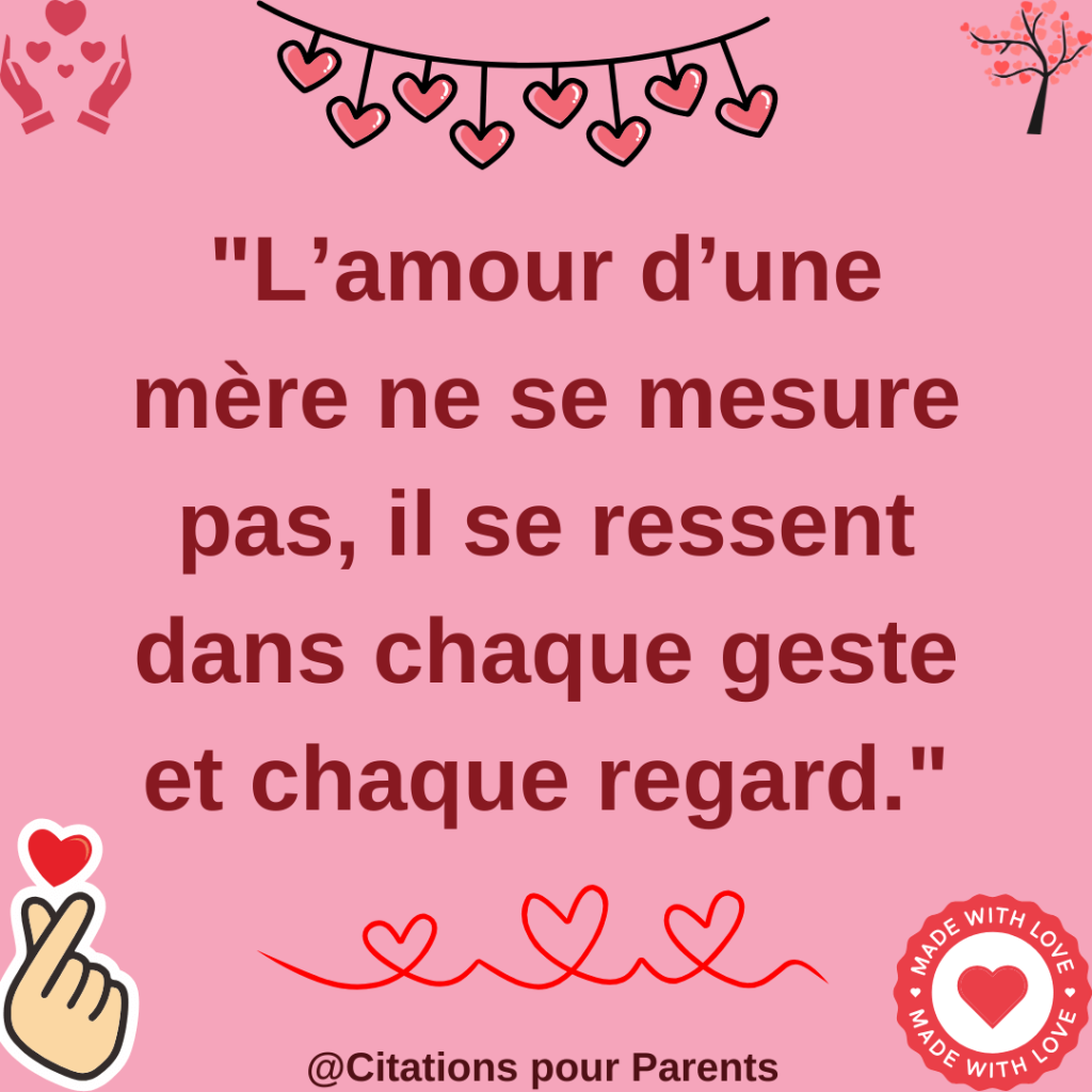 citations sur l'amour maternel en 2025 "L’amour d’une mère ne se mesure pas, il se ressent dans chaque geste et chaque regard. 🌟👩‍👧‍👦"