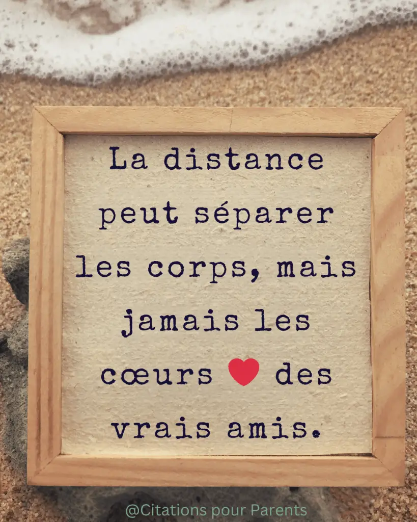 phrase sur l'ami fidèle La distance 📏 peut séparer les corps, mais jamais les cœurs ❤️ des vrais amis.