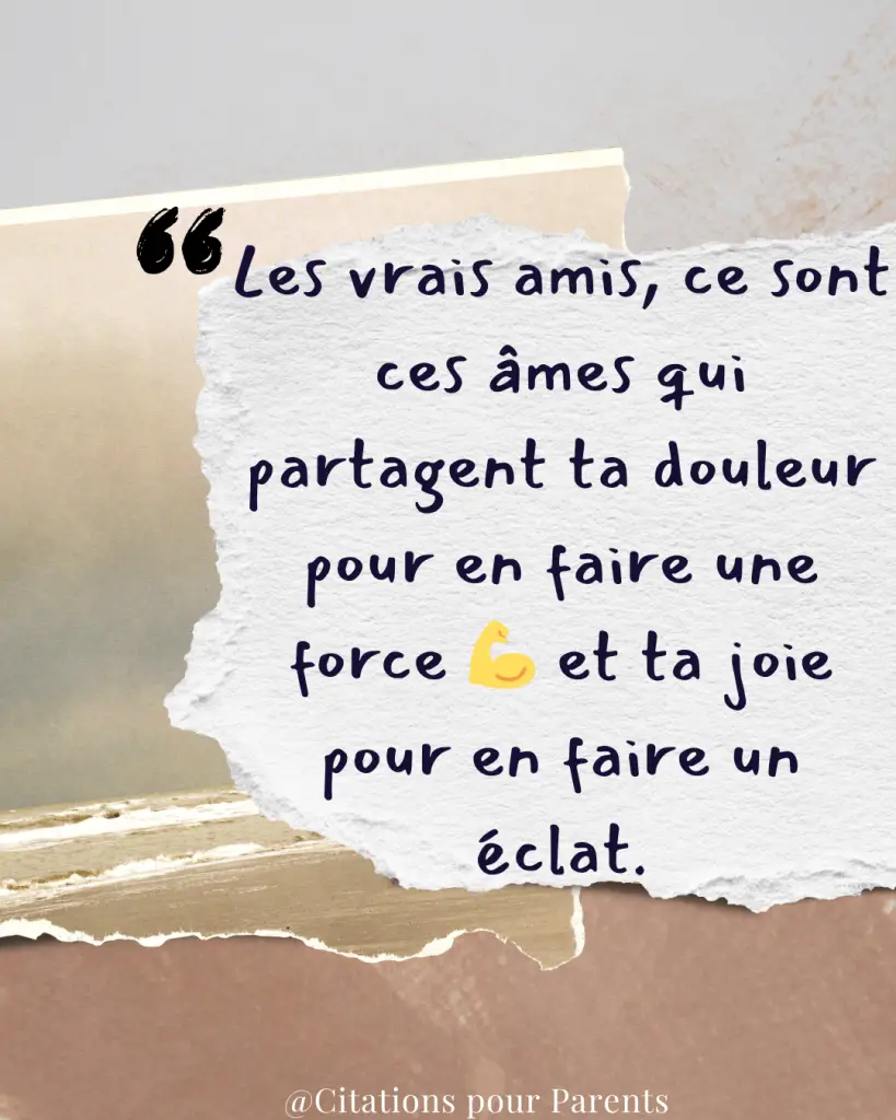 Les vrais amis, ce sont ces âmes qui partagent ta douleur pour en faire une force 💪 et ta joie pour en faire un éclat.