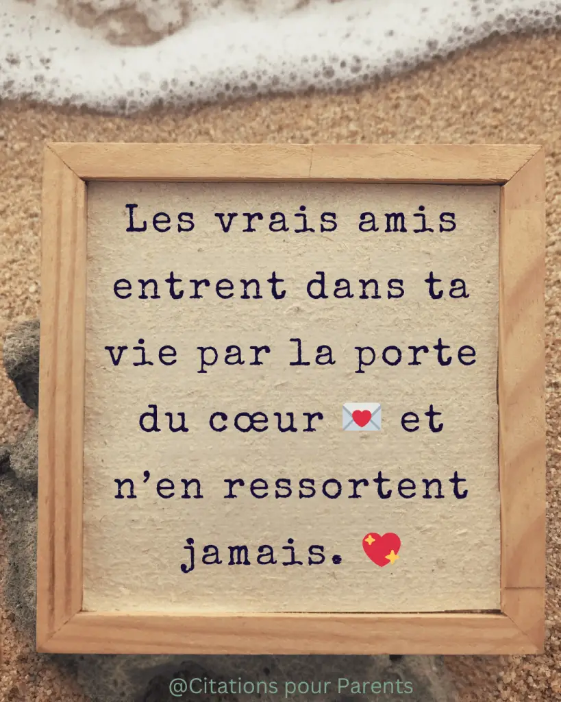 proverbe court sur les vrais amis en 2025 Les vrais amis entrent dans ta vie par la porte du cœur 💌 et n’en ressortent jamais. 💖