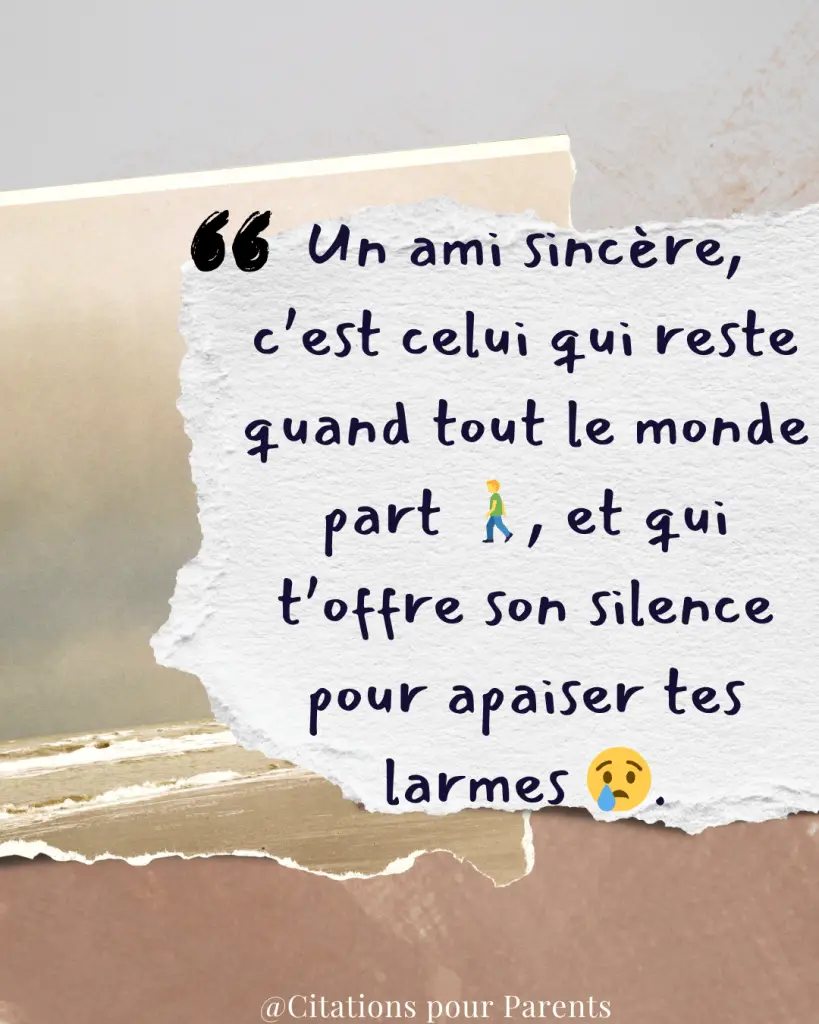 texte amitié sincère qui fait pleurer Un ami sincère, c’est celui qui reste quand tout le monde part 🚶‍♂️, et qui t’offre son silence pour apaiser tes larmes 😢.