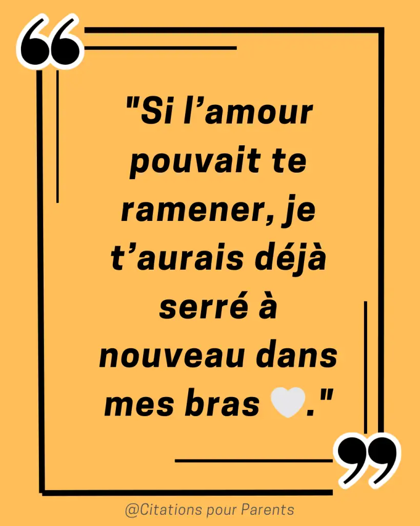 citation décès papa "Si l’amour pouvait te ramener, je t’aurais déjà serré à nouveau dans mes bras 🤍."